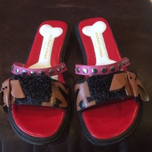 Michael Simon Dachshund motif sandals